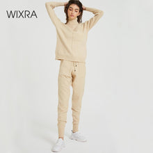 Load image into Gallery viewer, Wixra Women&#39;s Sweater Suit and Sets Turtleneck Long Sleeve Sweaters+Pockets Long Trousers 2PCS Solid Casual Sets Autumn Winter