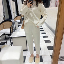 Load image into Gallery viewer, Women Cashmere Sweater Two Piece knitted Sets Slim Tracksuit 2019 Spring Autumn Fashion Sweatshirts Sporting Suit Female