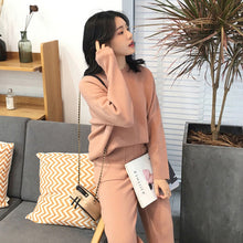 Load image into Gallery viewer, Women Cashmere Sweater Two Piece knitted Sets Slim Tracksuit 2019 Spring Autumn Fashion Sweatshirts Sporting Suit Female