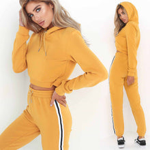 Load image into Gallery viewer, Tracksuit 2pcs Women Set Hoodies Crop Top Sweatshirt+Side Stripe Pants Hooded 2 Pieces Sets Women Clothing Suits Female